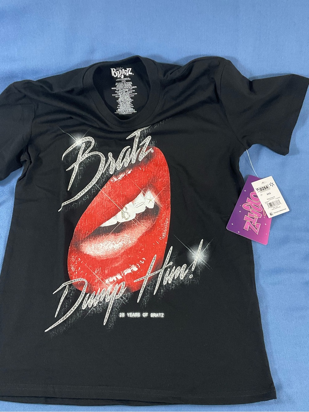 Bratz Women's Black Graphic Tee with Red Lip Design brand New with tag. Size XXS